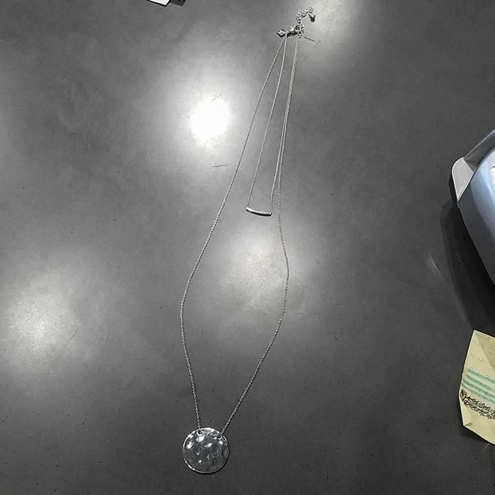 Silver double necklace